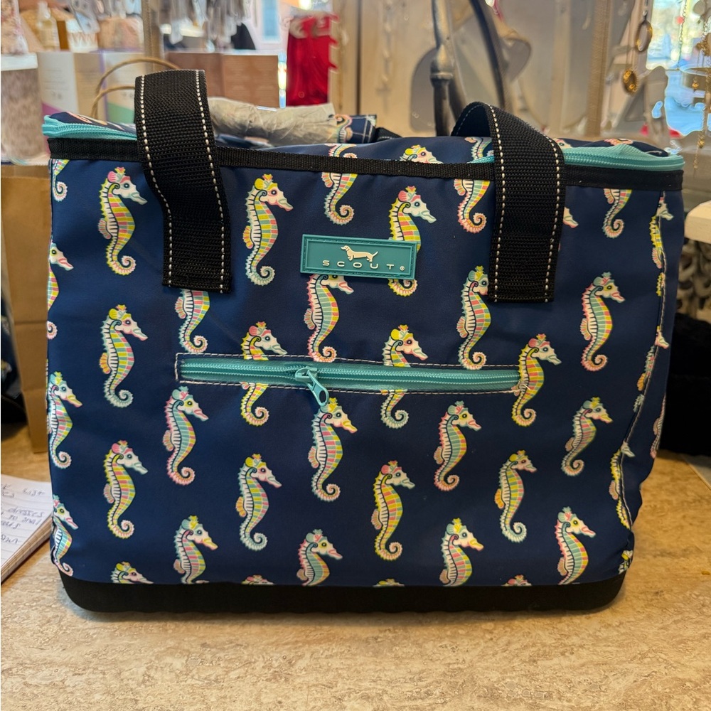 Scout Navy and Teal Seahorse Insulated Tote Cooler